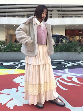 「ティアードスカート」｜merry jenny 新宿店さん（レディース・153cm）の冬コーディネート