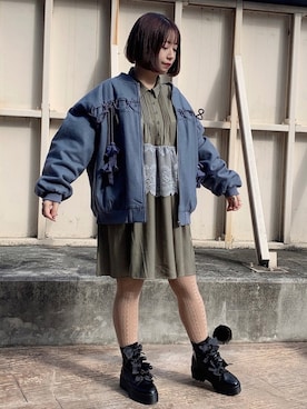 「シャツワンピ」｜merry jenny 新宿店さん（レディース・153cm）の冬コーディネート