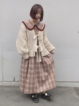 「アイテム（ワンピース/ドレス、ベージュ系）」を使った、merry jenny 新宿店さん（レディース・153cm）の冬コーディネート