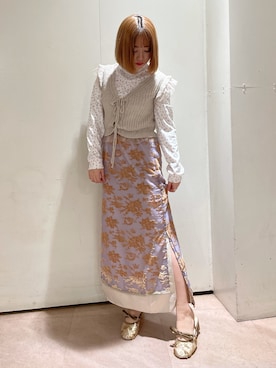 「スリット」｜「アイテム（その他シューズ）」を使った、merry jenny 新宿店さん（レディース・153cm）の春コーディネート