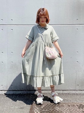 「merry jenny（メリージェニー）のレースダブルリボンスニーカー（その他シューズ）」を使った、merry jenny 新宿店さん（レディース・153cm）の春コーディネート