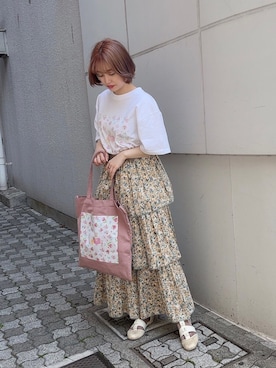 「ティアードスカート」｜merry jenny 新宿店さん（レディース・153cm）の春コーディネート