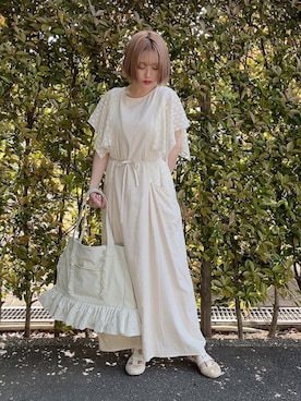 「アイテム（バッグ、ホワイト系）」を使った、merry jenny 新宿店さん（レディース・153cm）の春コーディネート