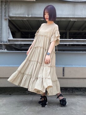 「merry jenny（メリージェニー）のレースダブルリボンスニーカー（その他シューズ）」を使った、merry jenny 新宿店さん（レディース・153cm）の夏コーディネート