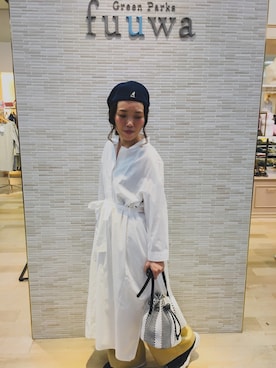 「Greenparksのアイテム（ワンピース、ホワイト系）」を使った、yoshiepiyoさん（レディース・159cm）の春コーディネート