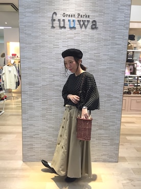 「earth music&ecology（アースミュージックアンドエコロジー）のとろみフレアー袖ブラウス（シャツ/ブラウス、その他）」を使った、yoshiepiyoさん（レディース・159cm）の春コーディネート