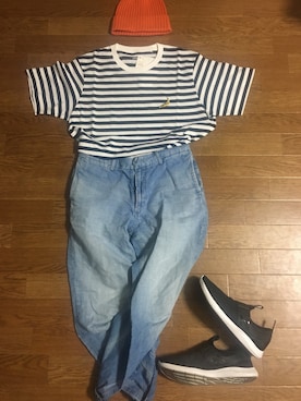 「JOURNAL STANDARD（ジャーナルスタンダード）のアイテム（デニムパンツ、ブルー系）」を使った、yoshiepiyoさん（レディース・159cm）の春コーディネート