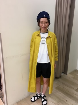 「KANGOL（カンゴール）の【ViVi(ヴィヴィ)6月号掲載】【KANGOL】Tropic 504 Ventair / カンゴール トロピック 504 ベントエアー（ハンチング/ベレー帽、ブルー系）」を使った、yoshiepiyoさん（レディース・159cm）の春コーディネート