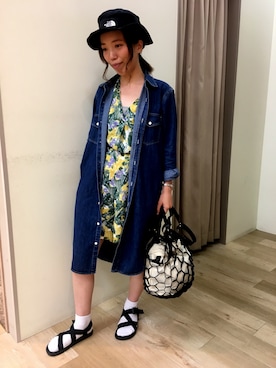 「BEAMS（ビームス）のアイテム（帽子）」を使った、yoshiepiyoさん（レディース・159cm）の春コーディネート