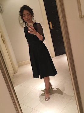 「A part by（アパートバイ）のアイテム（ドレス、ブラック系）」を使った、yoshiepiyoさん（レディース・159cm）の春コーディネート