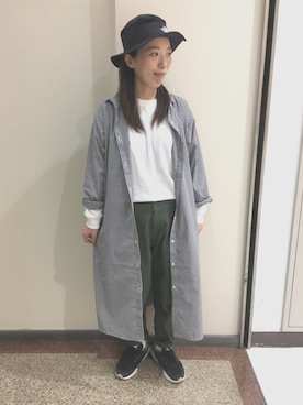 「ワッフルクルーネックＴ」｜「アイテム（ワンピース/ドレス）」を使った、yoshiepiyoさん（レディース・159cm）の春コーディネート