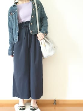 「ラメニット」｜「アイテム（デニムジャケット）」を使った、tokai-lily.97さん（レディース・157cm）の冬コーディネート