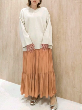 「オレンジスカート」｜aiさん（レディース・162cm）の冬コーディネート