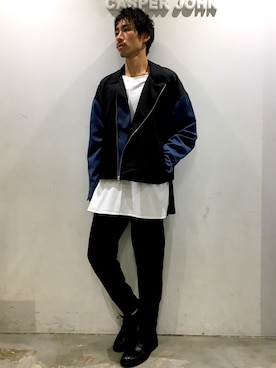 「YON（ヨン）のアイテム（ジャケット/アウター）」を使った、YOSHIさん（メンズ・171cm）の秋コーディネート