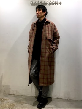 「CASPER JOHN（キャスパージョン）のアイテム（ステンカラーコート）」を使った、YOSHIさん（メンズ・171cm）の冬コーディネート