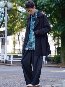 「CASPER JOHN（キャスパージョン）のアイテム（ピーコート）」を使った、YOSHIさん（メンズ・171cm）の秋コーディネート