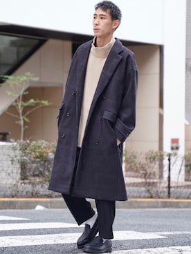 「CASPER JOHN（キャスパージョン）のアイテム（チェスターコート）」を使った、YOSHIさん（メンズ・171cm）の冬コーディネート