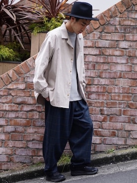 「CASPER JOHN（キャスパージョン）のアイテム（帽子）」を使った、YOSHIさん（メンズ・171cm）の冬コーディネート