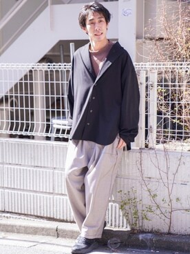 「CASPER JOHN（キャスパージョン）のアイテム（スウェット）」を使った、YOSHIさん（メンズ・171cm）の春コーディネート