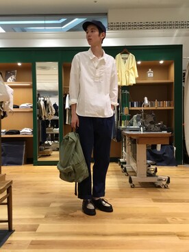 「ドミンゴ」｜「アイテム（ブーツ）」を使った、OMNIGOD みなとみらい東急スクエアさん（メンズ・180cm）の夏コーディネート