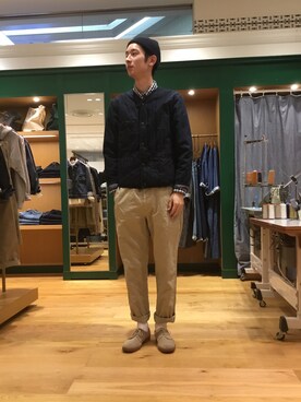 「OMNIGOD（オムニゴッド）のアイテム（ダウンジャケット/コート）」を使った、OMNIGOD みなとみらい東急スクエアさん（メンズ・180cm）の秋コーディネート