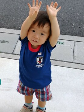 「Babiesrus（ベビーザらス）のアイテム（パンツ）」を使った、おまぐさん（キッズ・80cm）の夏コーディネート