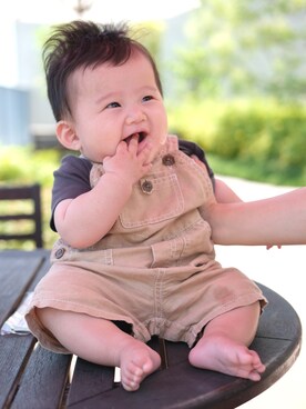 「アイテム（肌着、グレー系）」を使った、runo_runoさん（キッズ・60cm）の夏コーディネート