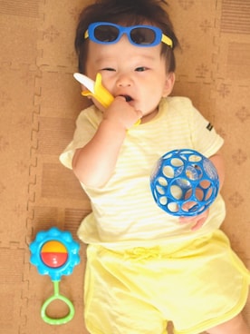 「アイテム（その他ベビー用品）」を使った、runo_runoさん（キッズ・60cm）の夏コーディネート