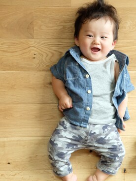 タンクトップ グレー系 を使った 赤ちゃんコーデ の人気ファッションコーディネート Wear