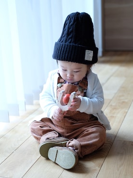 「HusHusH（ハッシュアッシュ）のアイテム（オールインワン・サロペット）」を使った、runo_runoさん（キッズ・70cm）の冬コーディネート