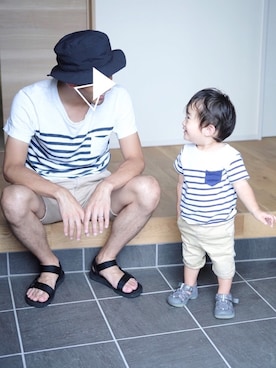 「パパと息子」｜「アイテム（その他）」を使った、runo_runoさん（キッズ・70cm）の夏コーディネート