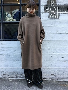「JOURNAL STANDARD LUXE（ジャーナルスタンダード　ラックス）のアイテム（ワンピース/ドレス）」を使った、K.Hさん（レディース・161cm）の冬コーディネート