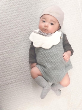 「ボンネット」｜「アイテム（オールインワン・サロペット）」を使った、ayumimimiさん（キッズ・70cm）の冬コーディネート