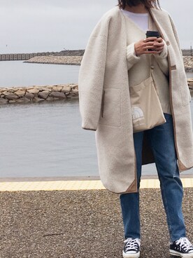 「H&M（エイチ・アンド・エム）のアイテム（ニット/セーター、ホワイト系）」を使った、♡asahi_66♡さん（レディース・160cm）の冬コーディネート