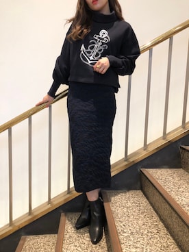 「マリン」｜「アイテム（スウェット）」を使った、miyabiさん（レディース・161cm）の秋コーディネート