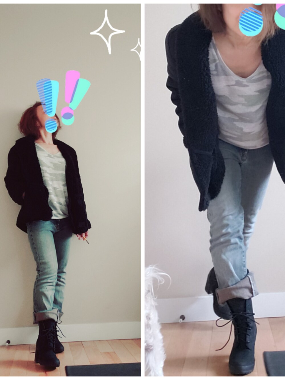 「40代ファッション、シープスキン、カジュアルコーデ」｜「Levi'sのアイテム（デニムパンツ、ブルー系）」を使った、coconuts22さん（レディース・153cm）の冬コーディネートの1枚目の写真