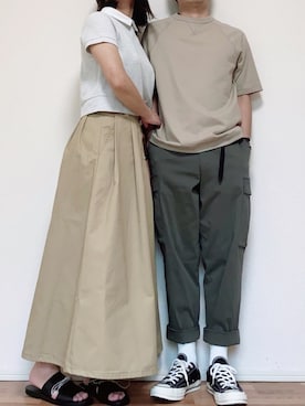 「Lui's（ルイス）のナローベルト（ベルト）」を使った、ゆんみーカップルさん（レディース・160cm）の夏コーディネート