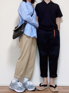 「Lui's（ルイス）のナローベルト（ベルト）」を使った、ゆんみーカップルさん（レディース・160cm）の夏コーディネート