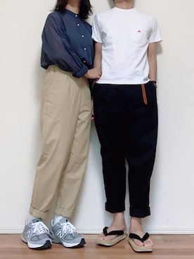 「Lui's（ルイス）のナローベルト（ベルト）」を使った、ゆんみーカップルさん（レディース・160cm）の夏コーディネート