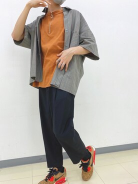 「HARE（ハレ）のアイテム（スラックス、オレンジ系）」を使った、nagi0903さん（メンズ）の春コーディネート