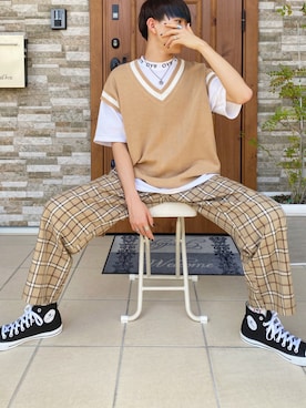 「JUNRED（ジュンレッド）のアイテム（その他パンツ、イエロー系）」を使った、nagi0903さん（メンズ）の春コーディネート