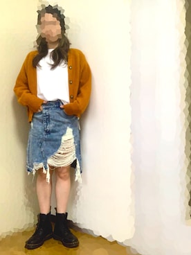 「アイテム（デニムスカート）」を使った、まりりんさん（レディース・160cm）の秋コーディネート