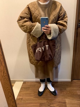 「ZOZO（ゾゾ）のスリムテーパードデニムパンツ［WOMEN］（デニムパンツ）」を使った、mochi_malさん（レディース・150cm）の冬コーディネート