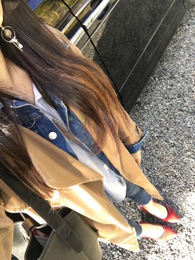 「Ungrid（アングリッド）のインディゴフレイドヘムストスリ（デニムパンツ）」を使った、c.cさん（レディース・153cm）の冬コーディネート