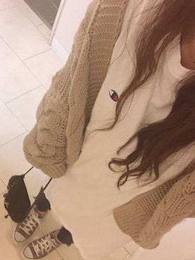 「Ungrid（アングリッド）のインディゴフレイドヘムストスリ（デニムパンツ）」を使った、c.cさん（レディース・153cm）の春コーディネート