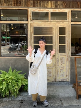 「COP（シーオーピー）のアイテム（バッグ）」を使った、詹沾 1jieさん（レディース・165cm）の夏コーディネート