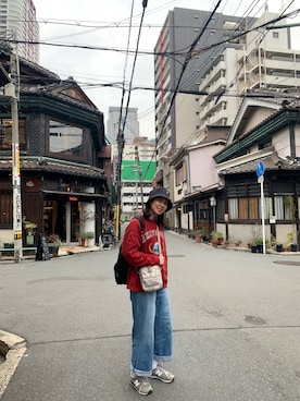 「COP（シーオーピー）のアイテム（バッグ）」を使った、詹沾 1jieさん（レディース・164cm）の冬コーディネート