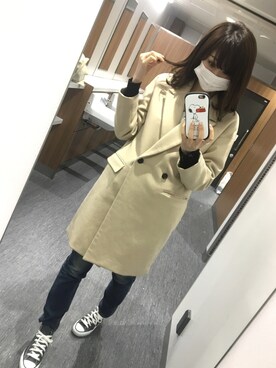 「オールスター」｜「アイテム（チェスターコート）」を使った、maco.さん（レディース・169cm）の冬コーディネート
