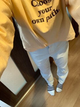 「UNIQLO（ユニクロ）のコットンテーパードアンクルパンツ（丈標準64cm）（その他パンツ）」を使った、oriさん（レディース・156cm）の春コーディネート