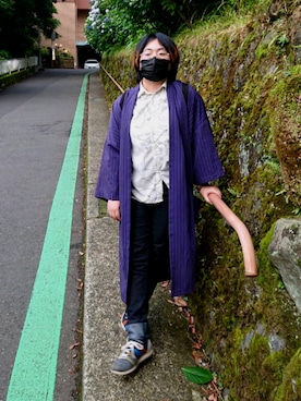 「ロングシャツ」｜「アイテム（その他アウター）」を使った、くれいさん（レディース・157cm）の夏コーディネート
